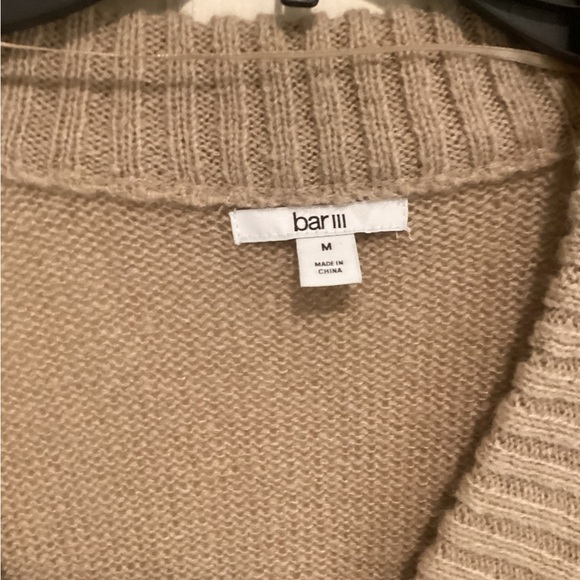 Bar 111 womens sweater, Size M, deep V neck, tan, rib knit all around - Picture 2 of 3